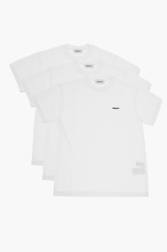 Ambush Set Of 3 Solid Color T-shirt With Embroidered Logo
