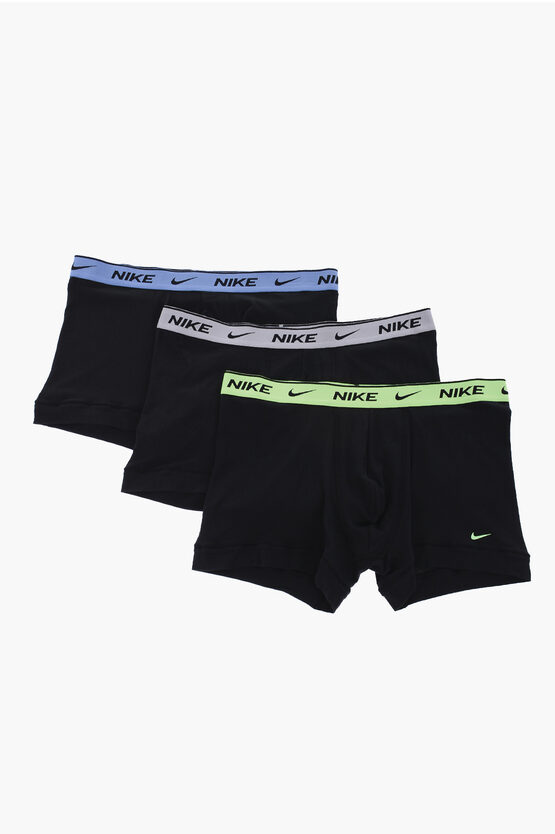 Nike Set Of 3 Stretch Cotton Boxer With Logoed Elastic Band In Black