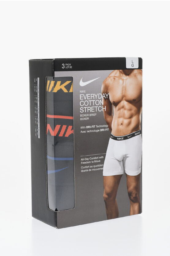 Nike Set Of 3 Stretch Cotton Boxer With Logoed Elastic Band