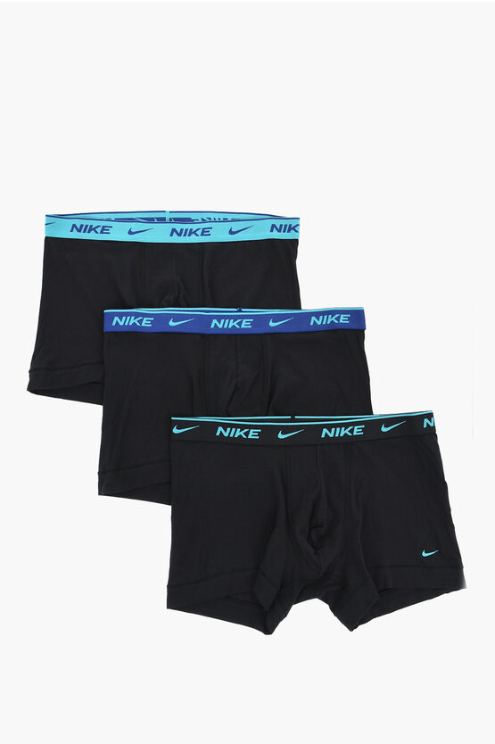 Nike Set Of 3 Stretch Cotton Boxer With Logoed Elastic Band In Black