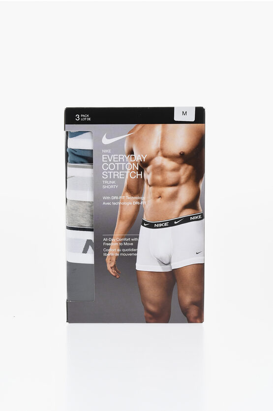 Nike Set Of 3 Stretch Cotton Boxer With Logoed Elastic Band In White