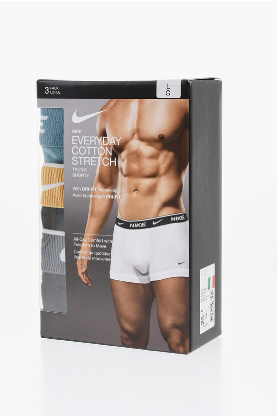 Nike Set Of 3 Stretch Cotton Boxer With Logoed Elastic Band In Multi