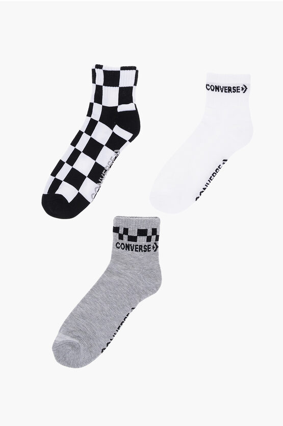 Converse Set Of 3 Stretch Fabric Socks With Contrasting Details In Multi