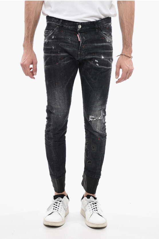 Dsquared2 Sexy Twist Fit Denims With Coated Cuffs 17cm In Black