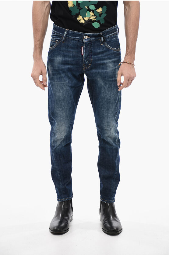 Dsquared2 Sexy Twist Skinny Denims With Stonewash Effect 15cm In Blue