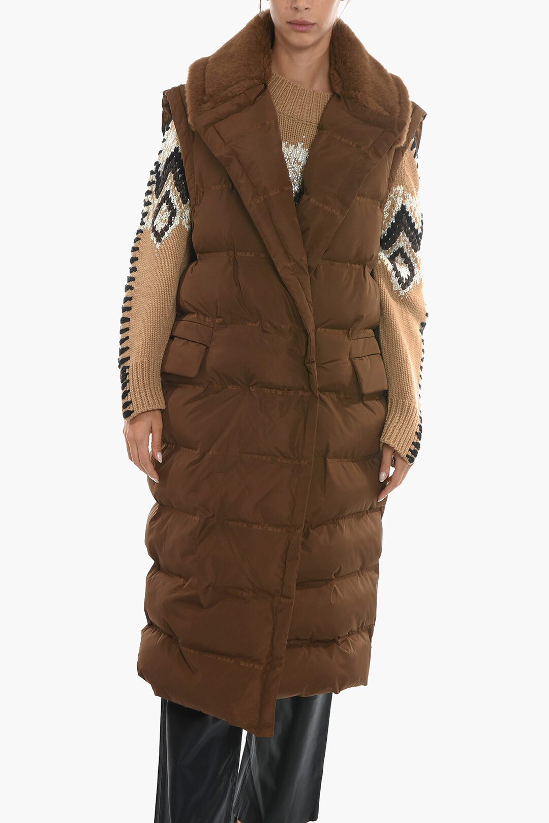 ベスト・ジレ Max Mara Caramel shearling Effige sleeveless coat Max Mara Caramel Shearling Effige Sleeveless Coat | italist