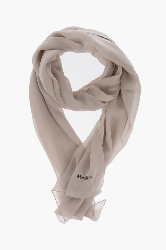 Max Mara Sfilata Solid Color Silk Saleunito Foulard With Contrasting In Neutral