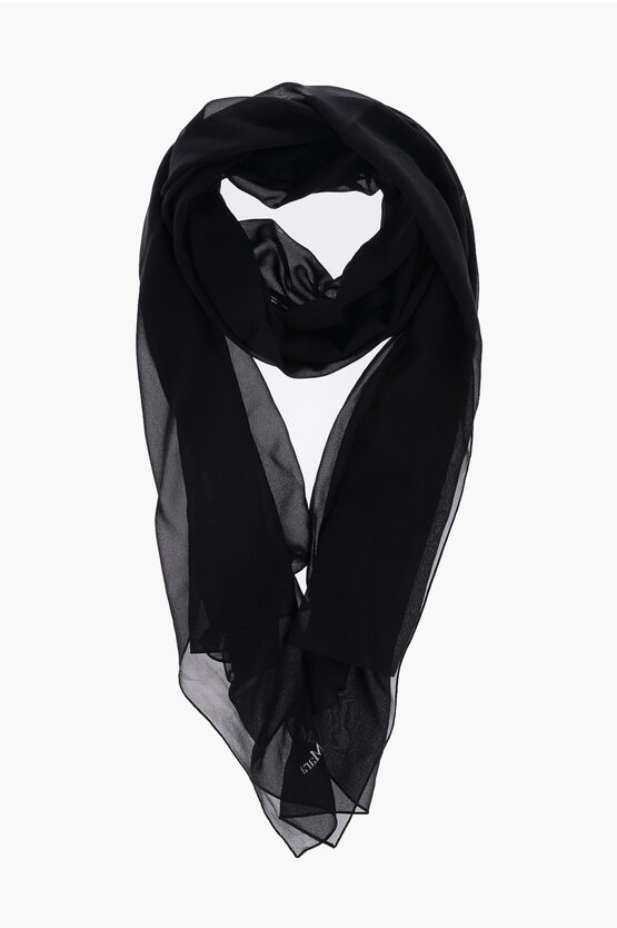 Max Mara Sfilata Solid Color Silk Saleunito Foulard With Contrasting In Black