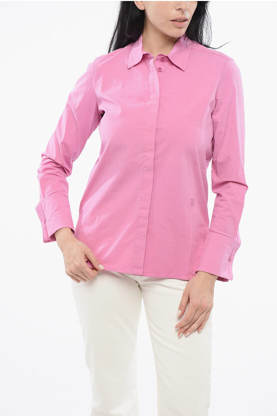 Max Mara Sfilata Stretch Cotton Francia Shirt With Double Cuffs
