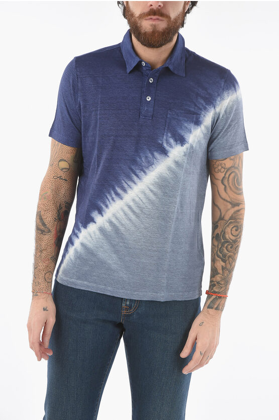 Altea Shaded Effect Flax Smith Polo Shirt With Breast Pocket In Multi