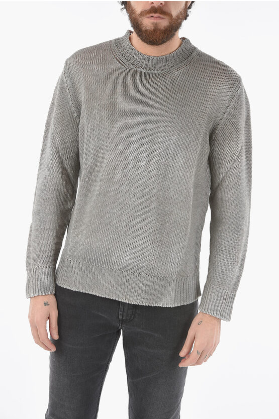Altea Shaded Effect Linen Crew-neck Sweater In Gray