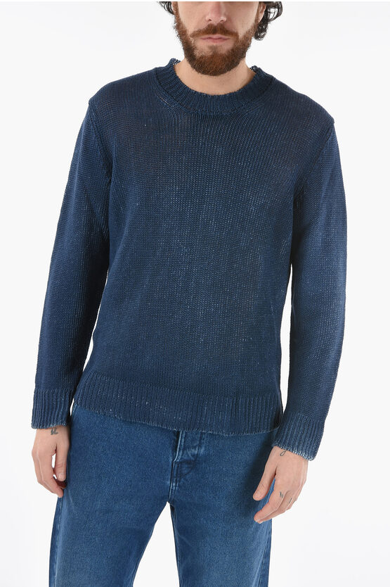 Altea Shaded Effect Linen Crew-neck Sweater In Blue
