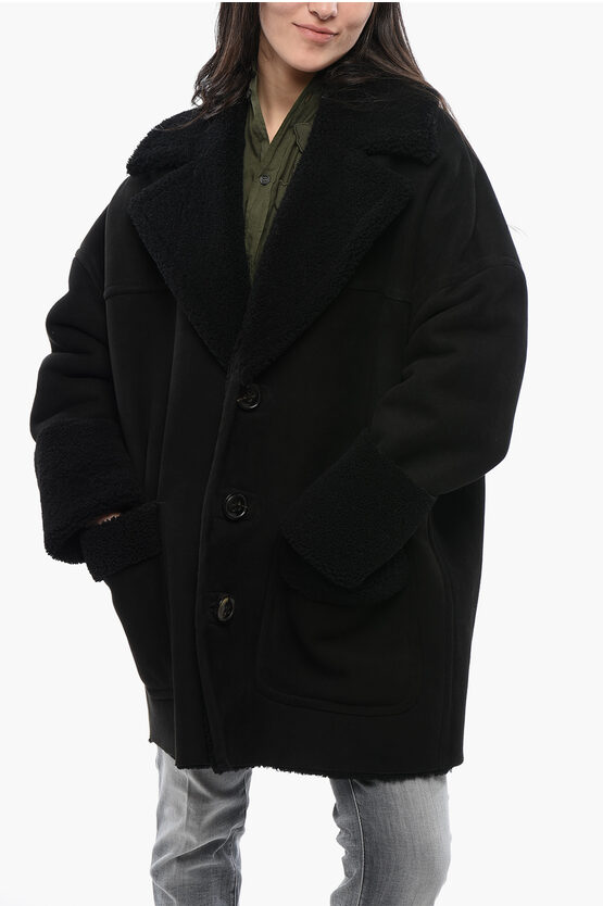 Dsquared2 Shearling 3-button Coat Wiith Patch Pockets