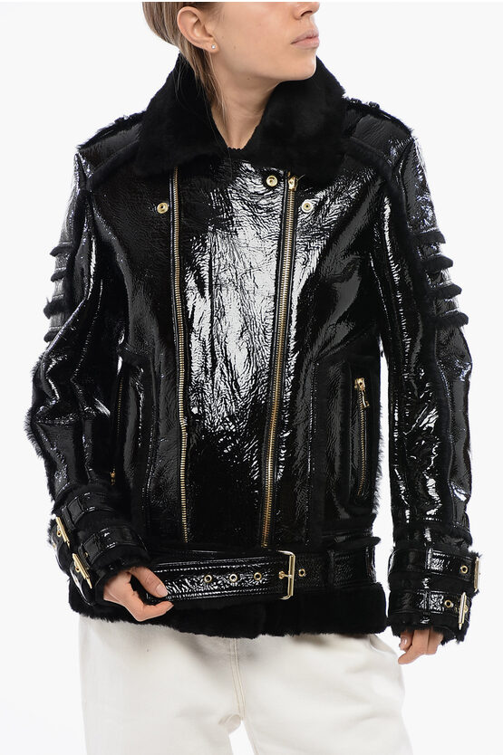 BALMAIN SHEARLING BIKER JACKET