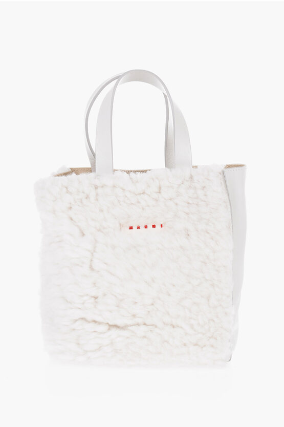 MARNI SHEARLING DETAILING MUSEO MINI TOTE BAG 