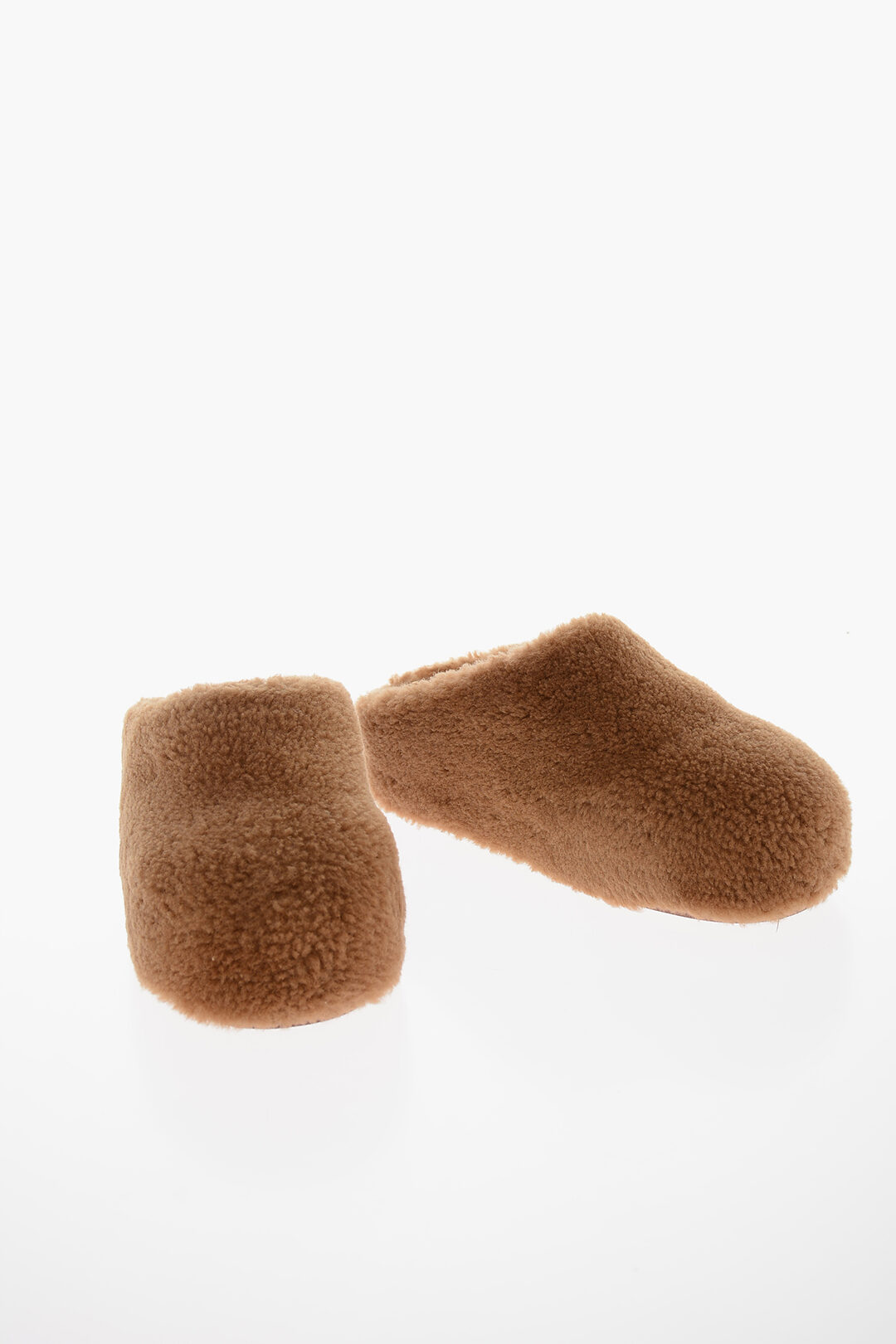 サンダル・ミュール AMINA MUADDI Pastel Yellow Shearling Giuly Slippers Amina Muaddi Shearling GIULY Slippers with Platform 4cm