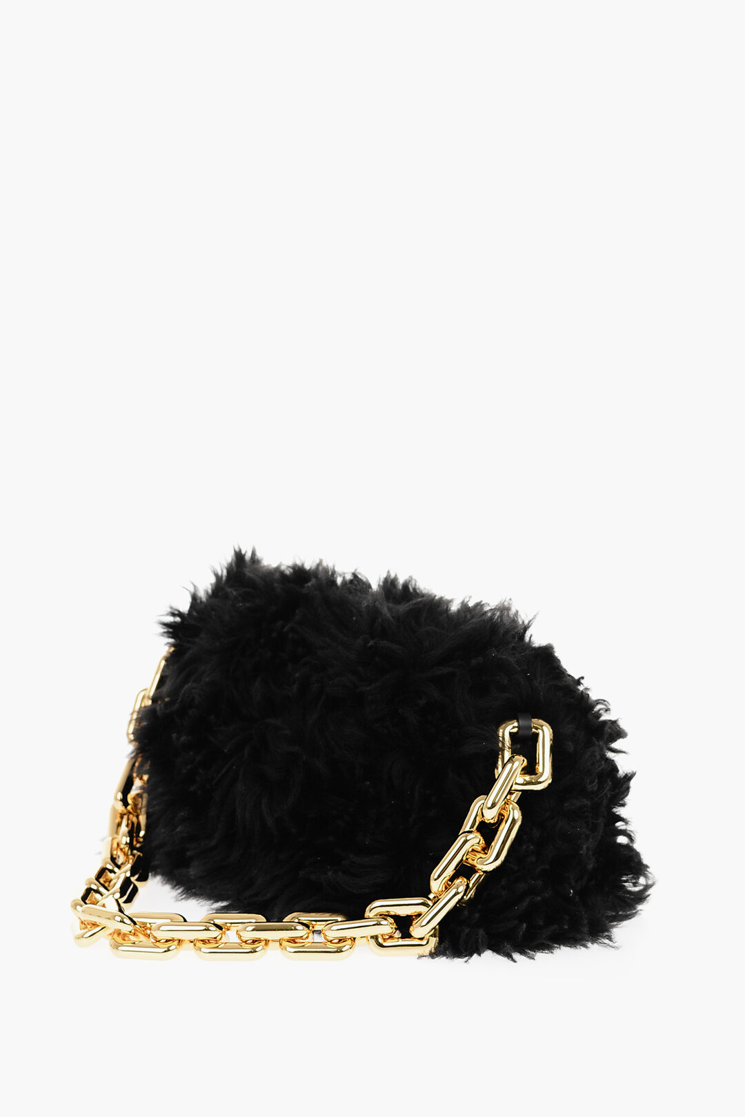 Shearling Pouch Bag with Chain