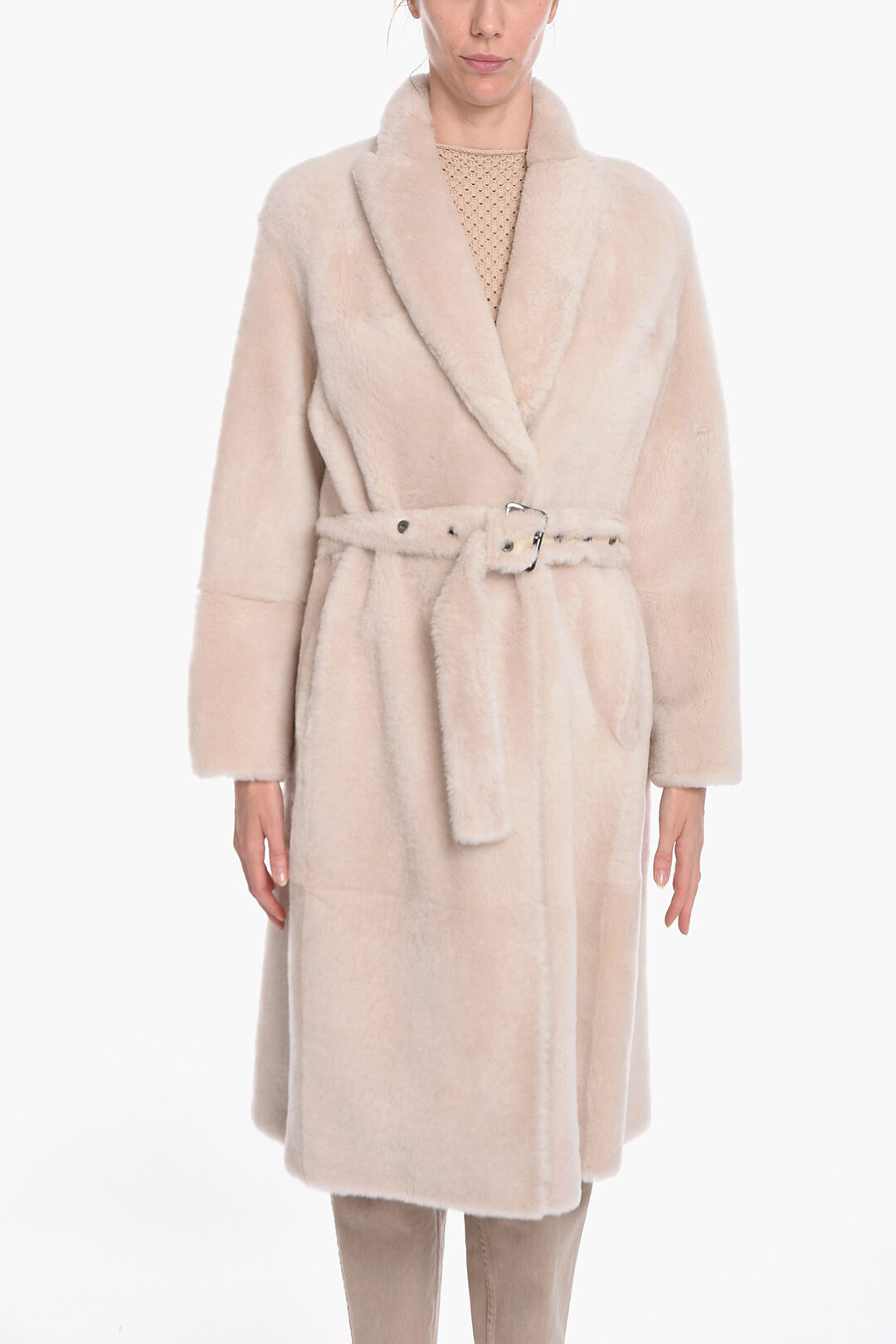 Brunello Cucinelli Sheepskin Fur Double-breasted Coat with