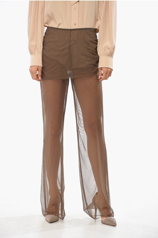 Exilia Sheer Balos Palazzo Pants In Brown