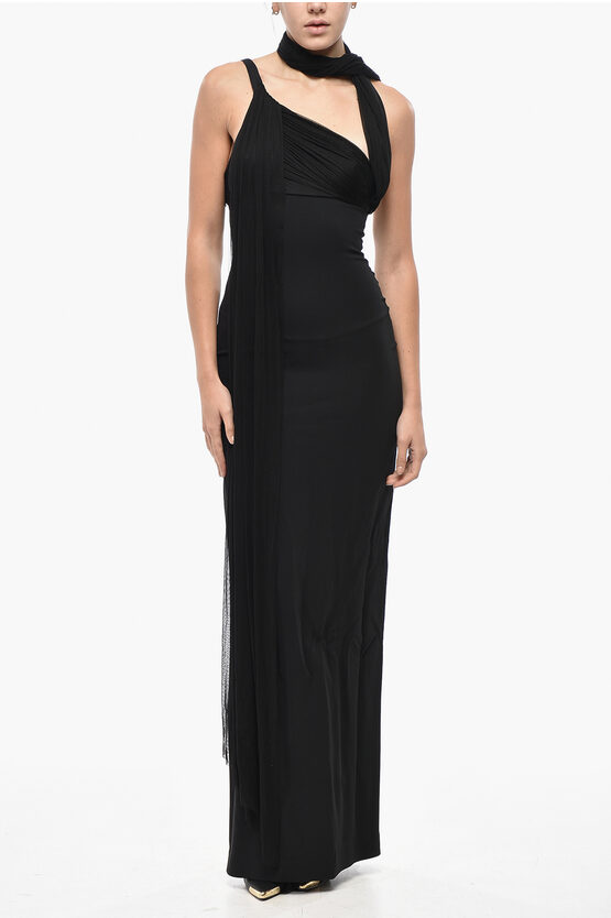 Christopher Esber Sheer Detailed Long Sheath Dress In Black