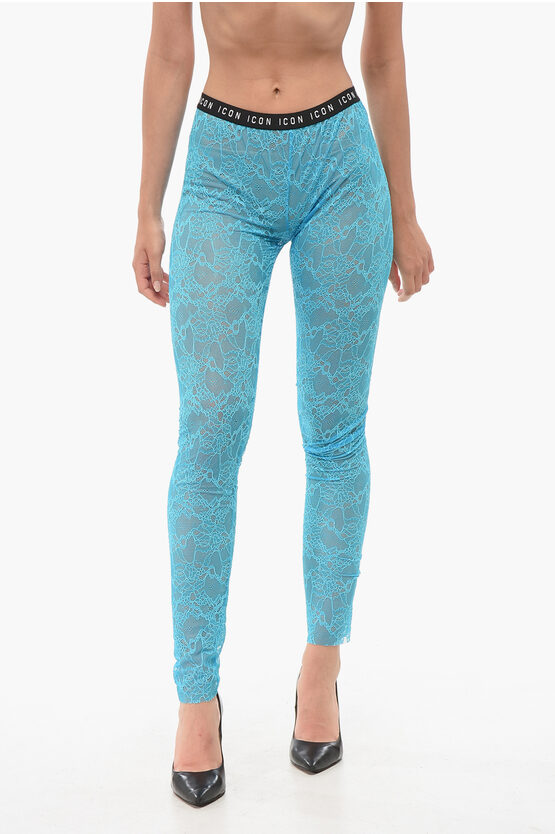 Dsquared2 Sheer Lace Icon Leggings In Blue