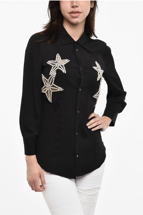 Dsquared2 Sheer Silk Blend Blouse With Jewels