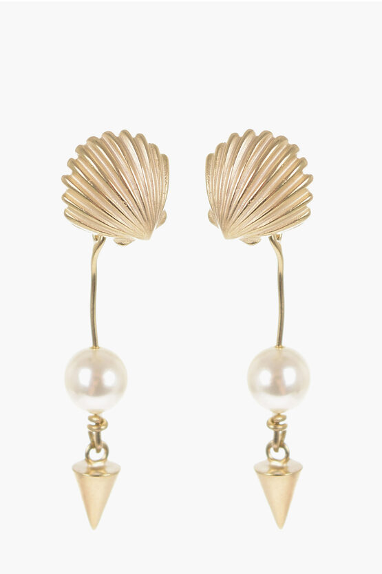 Shop Dior Shell-shaped Earrings With Pendant