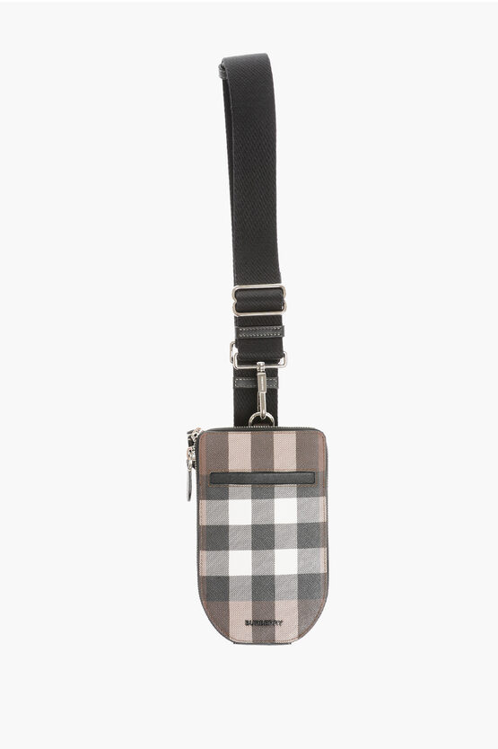 Burberry Shephard's Check Faux Leather Crossbody Bag In Brown