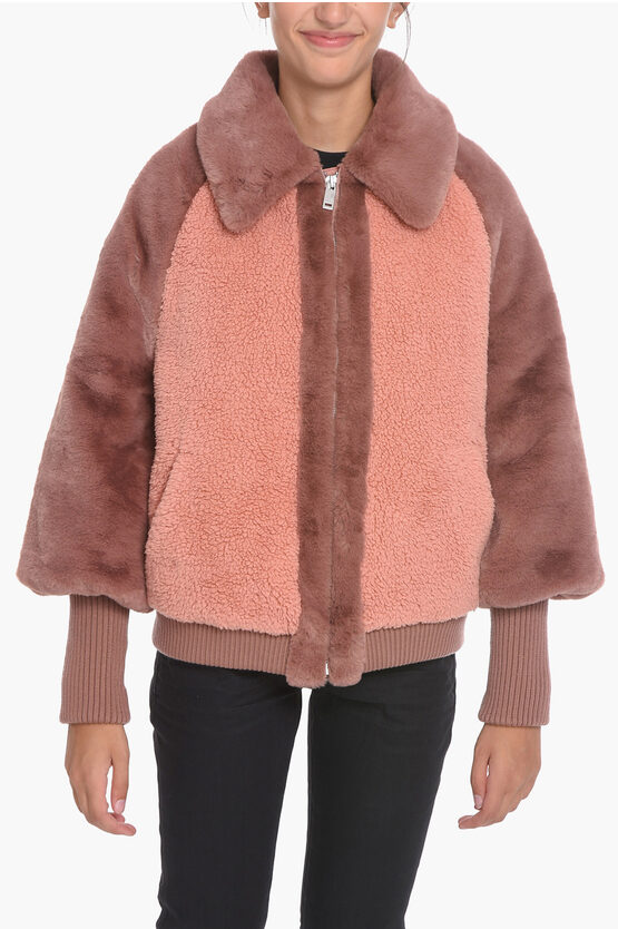 Augusta faux fur & faux shearling baseball jacket sale