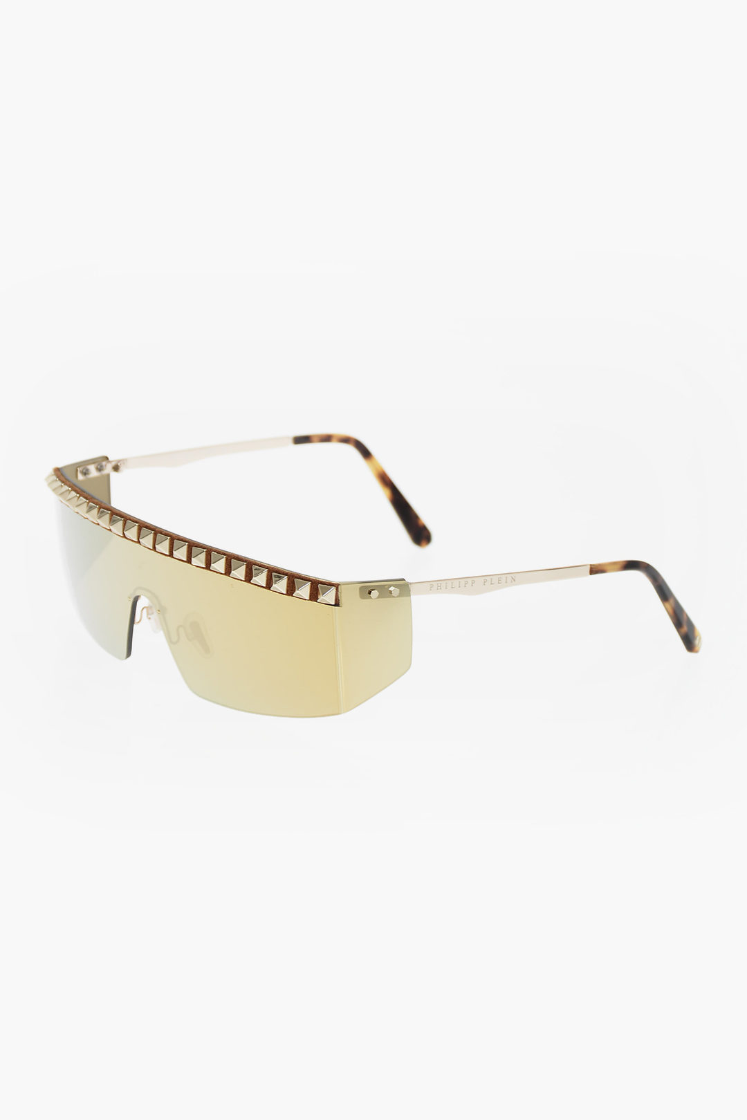 Philipp Plein shield KOBA sunglasses with studs and mirrored lenses unisex  men women - Glamood Outlet