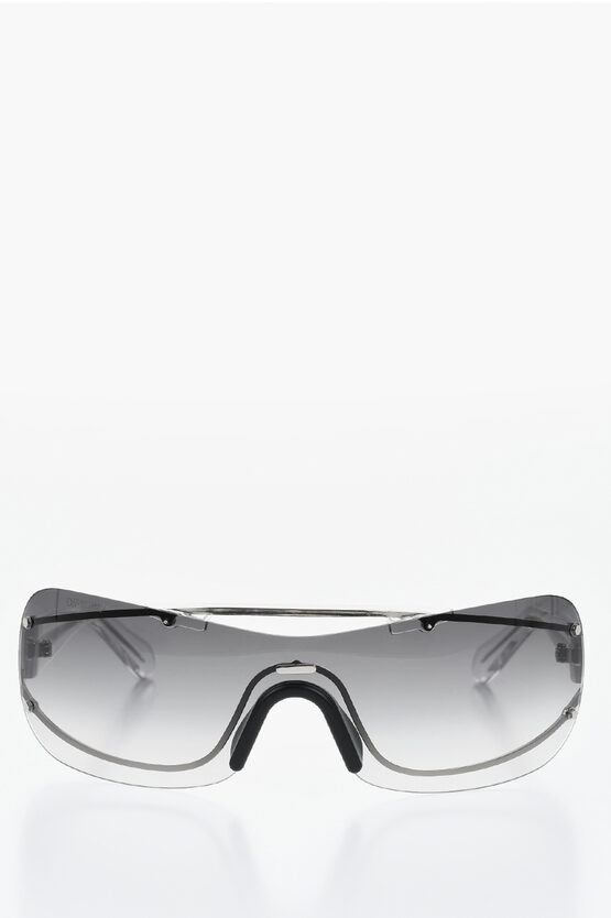 Off-white Shield Wharf Sunglasses With Gradient Leather In Black