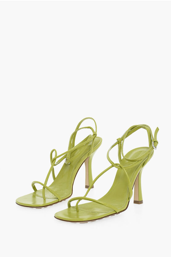 Bottega Veneta Shiny Nappa The Line Sandals In Green