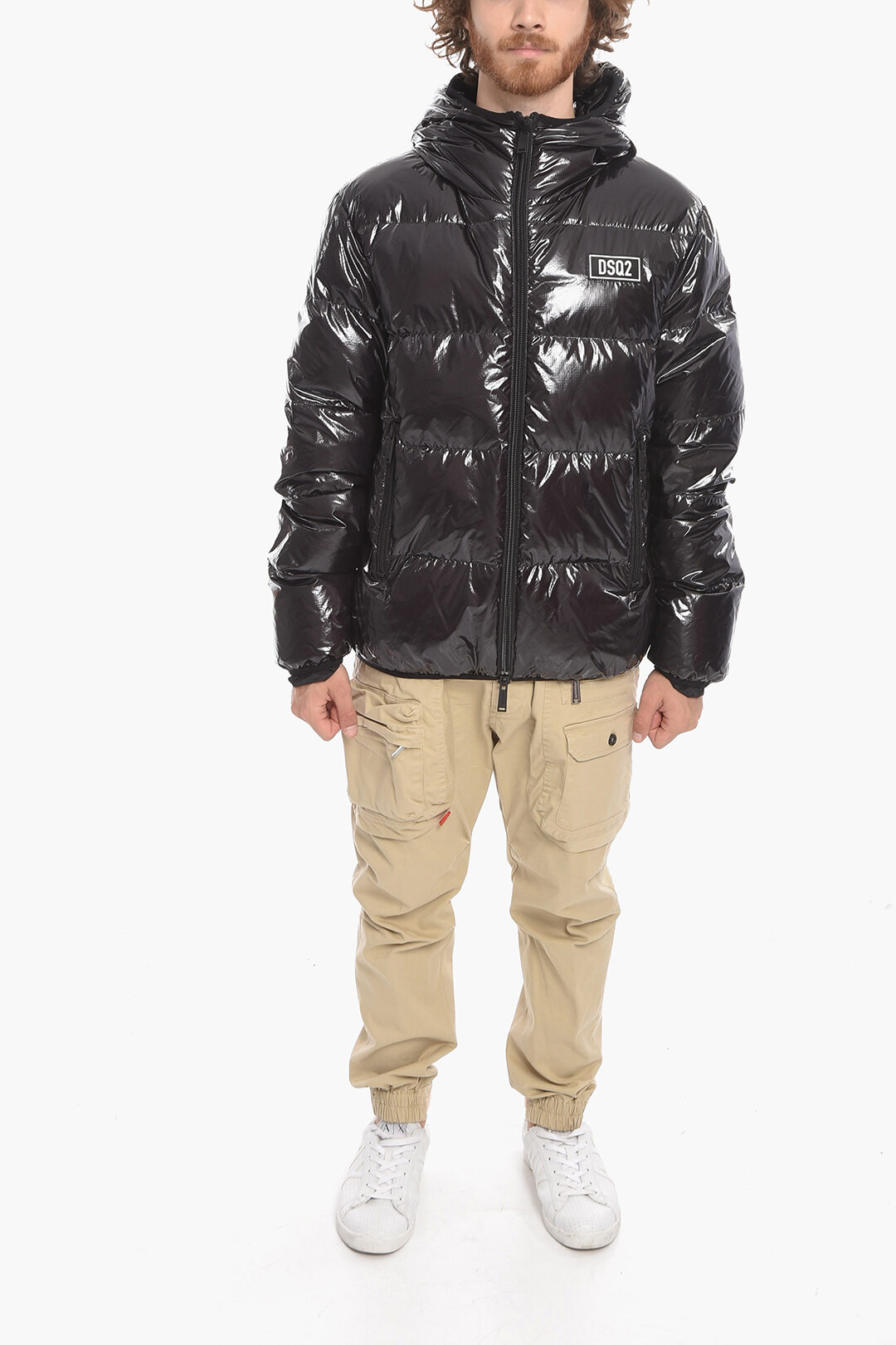 Dsquared2 フトタウンシャケット S72AM0990S60518 900 Dsquared2 Shiny Nylon Hooded Puffer men - Glamood Outlet