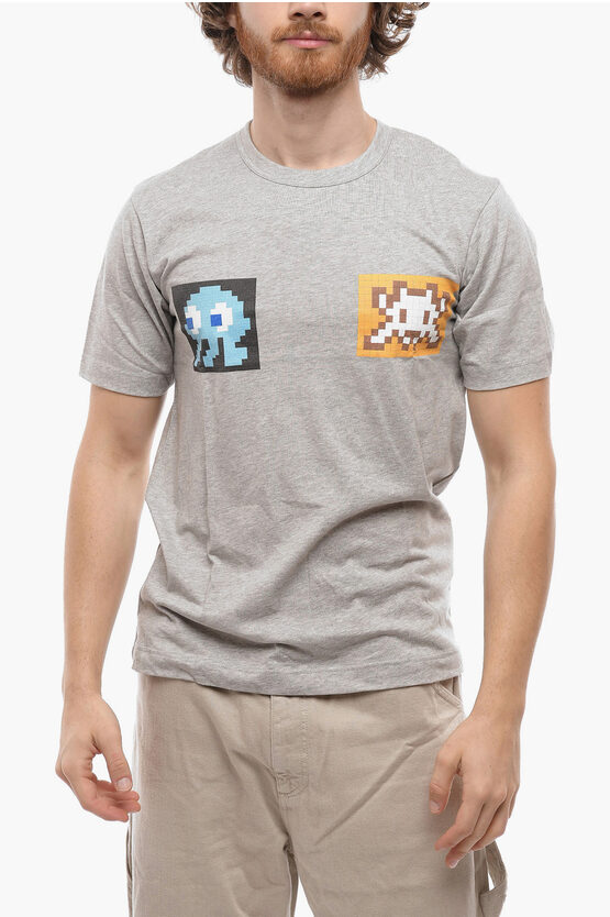Comme Des Garçons Shirt Printed Crew-neck T-shirt In Gray