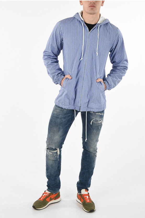 Comme Des Garçons SHIRT unbalanced striped Puffer Jacket