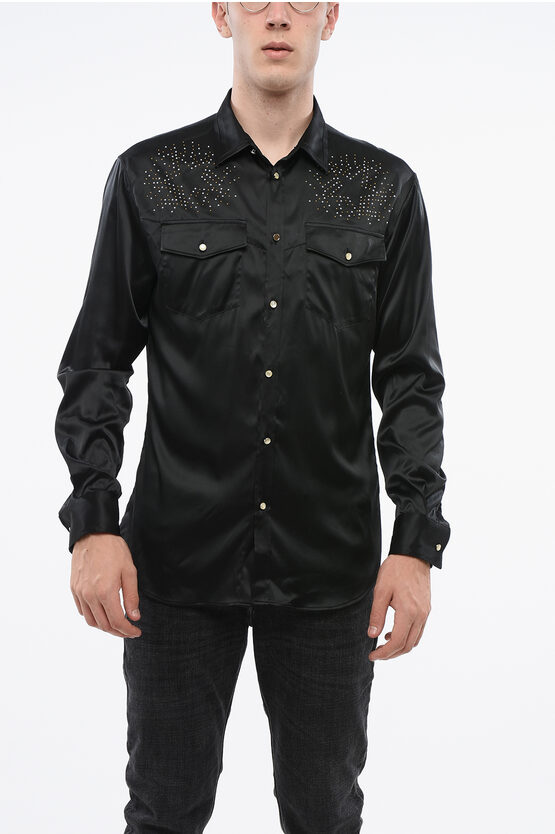 Dsquared2 Micro-stud Embellished Shirt In Black