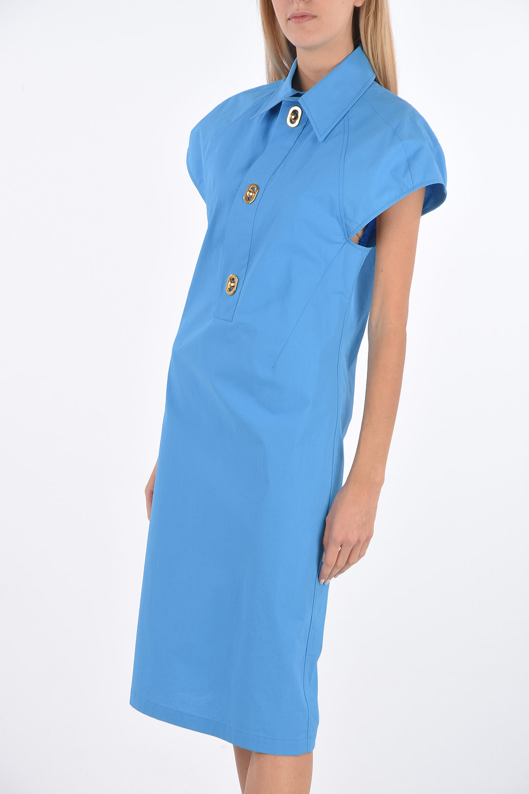 【送料&関税込】Bottega Veneta Half-buttoned Shirt Dress Bottega Veneta Snap Button COMPACT Shirt Dress women