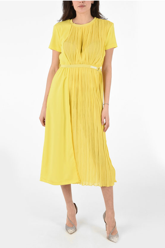 Ermanno Scervino Short Sleeve Accordion Dress with Belt damen Glamood