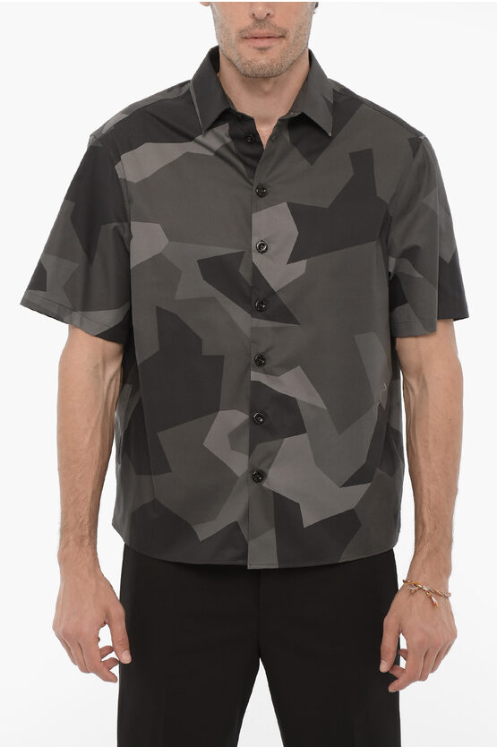 NEIL BARRETT SHORT SLEEVE CAMOUFLAGE BOXY FIT SHIRT 