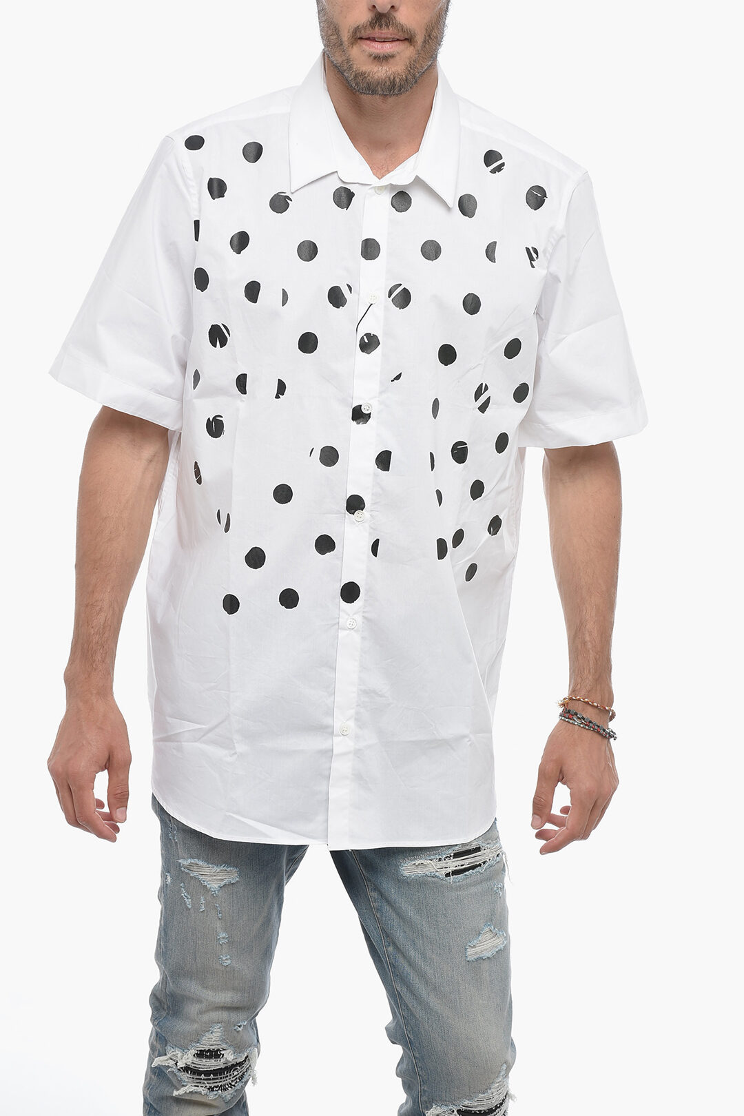 Raf Simons Short Sleeve Polka Dots Classic Collar Shirt men