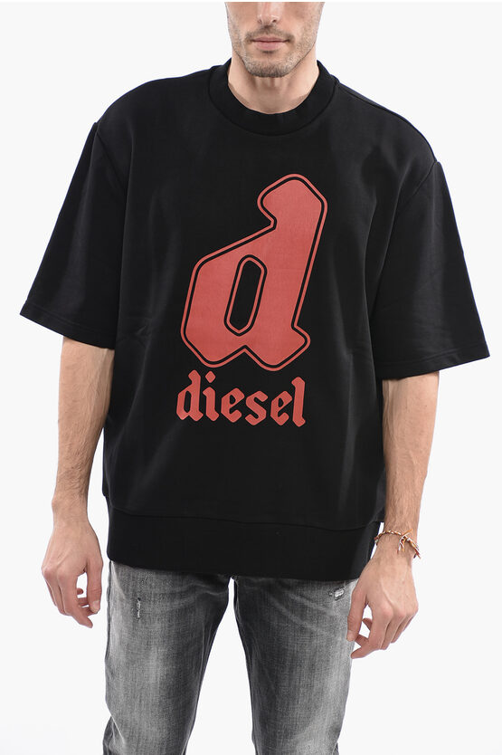 Diesel Short Sleeve S-cooling-k1 Crew-neck Sweatshirt In Black