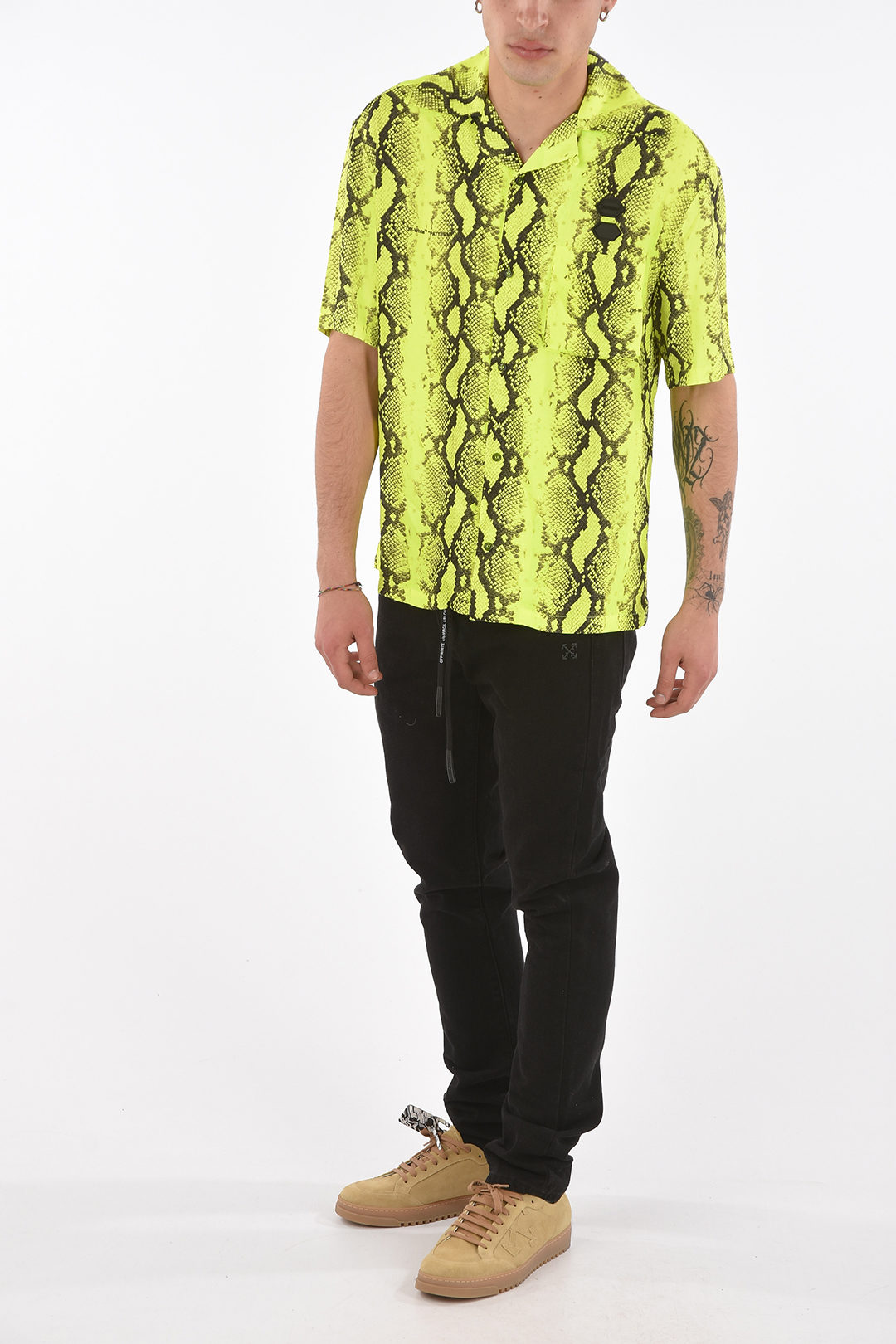 Off-White Short-sleeve SNAKE Shirt with Python Print men