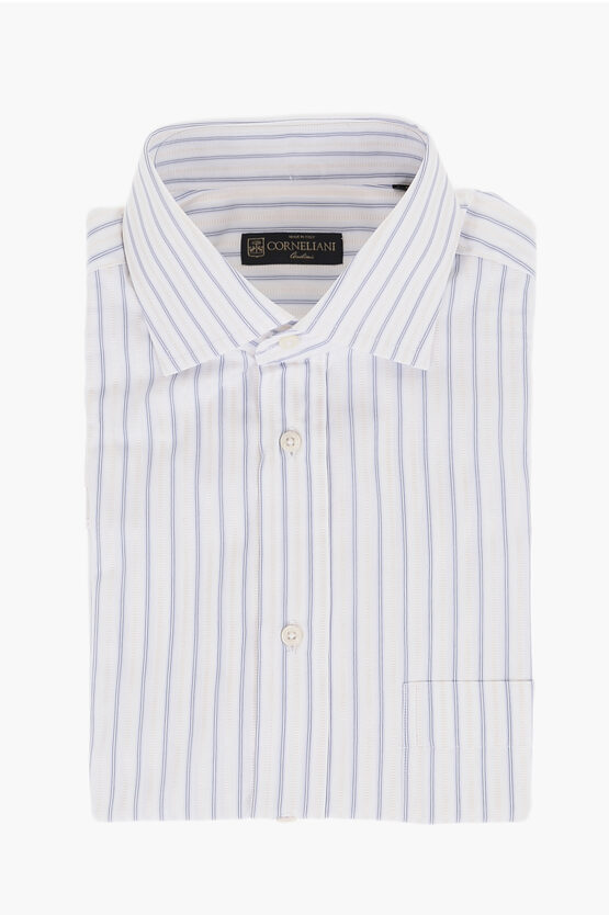 Corneliani Short-sleeved Cotton Shirt With Bayadere Pattern