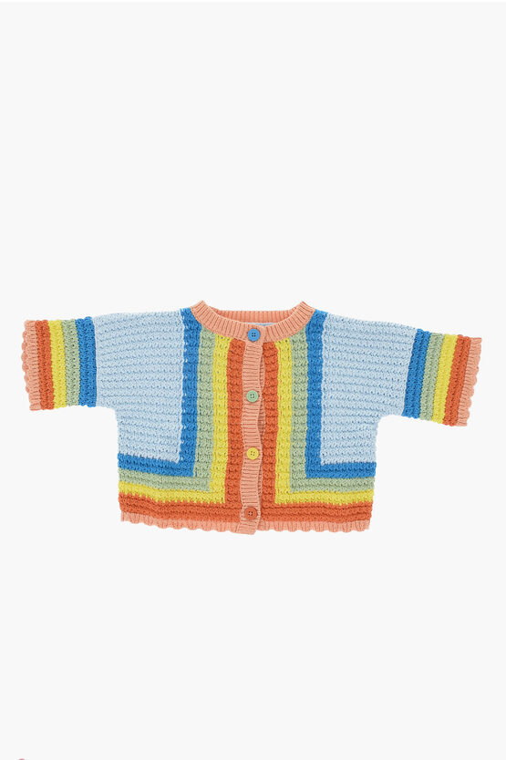 Stella Mccartney Short-sleeved Crochet Cardigan In Multi