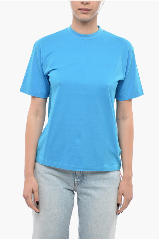 Off-white Short Sleeved Diag T-shirt With Logo Print In Blue