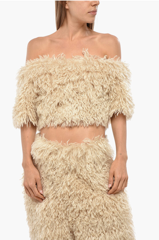 Eenk Short-sleeved Eco-fur Crop Top
