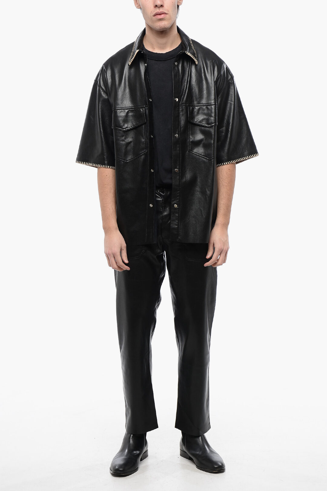 【Nanushka】 Roque fauxレザーシャツ Roque faux leather shirt in orange - Nanushka | Mytheresa