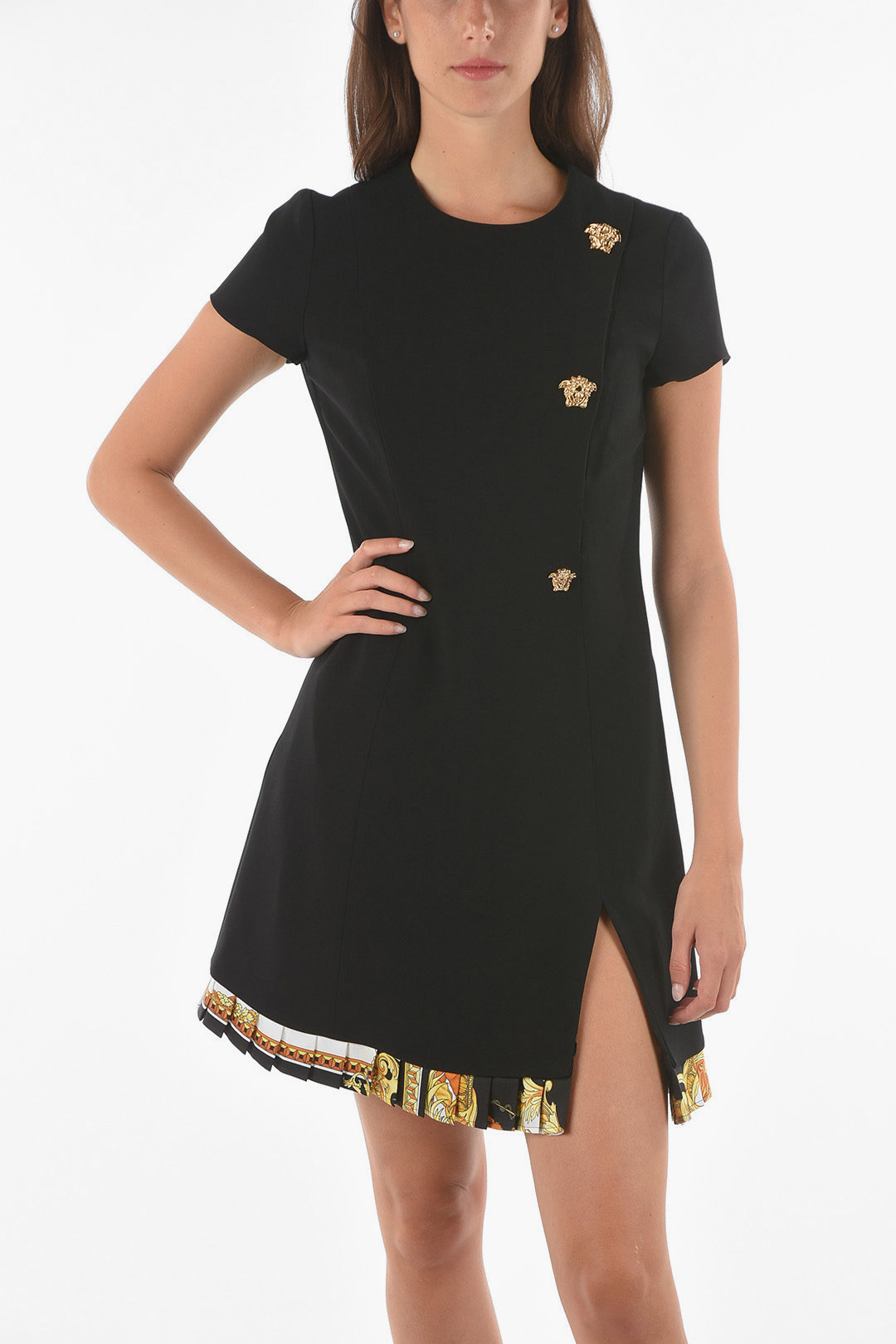 VERSACE ショートスリーブニットミディシャツドレス ◇VERSACE 23SS 最新作◇BAROCCO◇シルク◇ミディシャツドレス