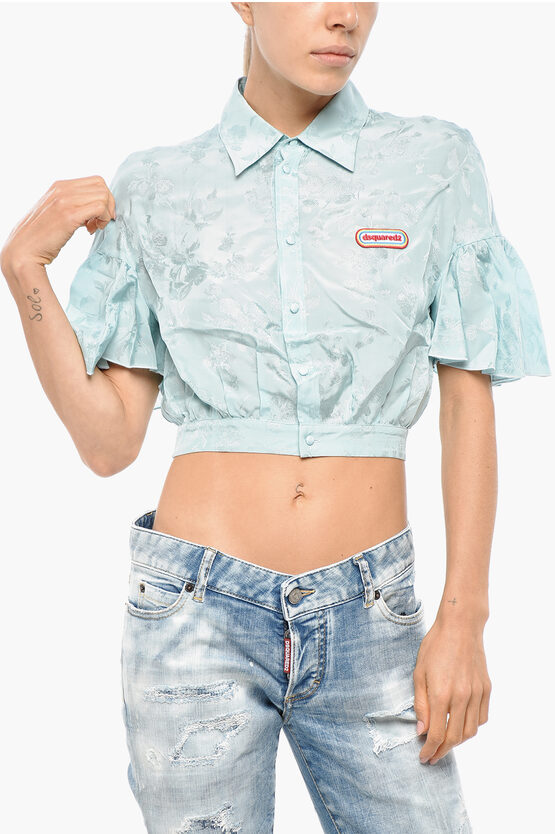 Dsquared2 Short-sleeved Jacquard Shirt In Blue