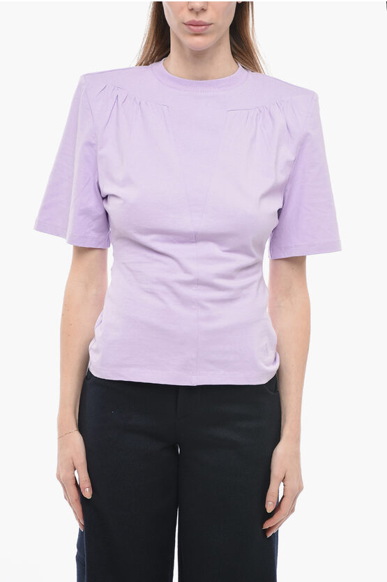 Shop Attico Short Sleeved Jewel T-shirt With Padded Shoulders And Cutout